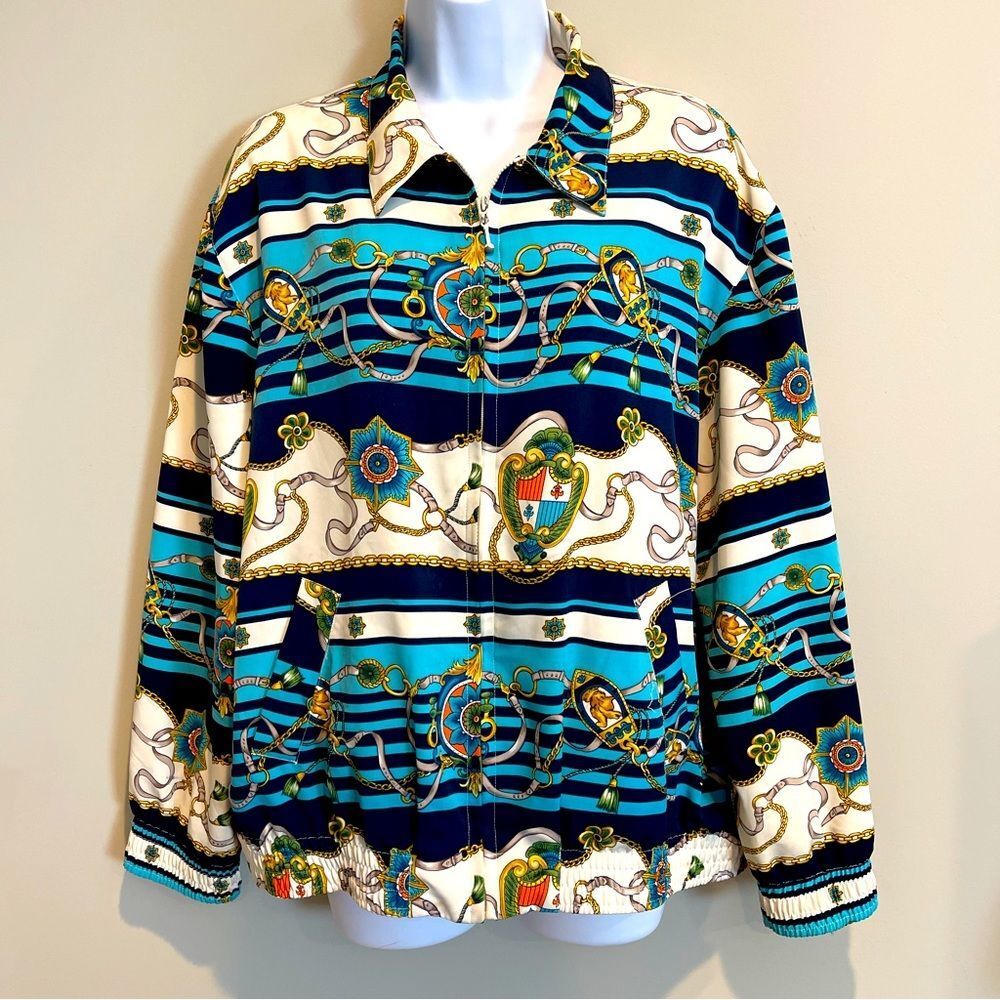 COPY - Vintage Alfred Dunner Nautical Status Print Windbreaker